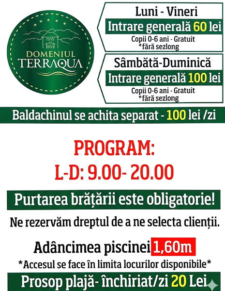 domeniul terraqua program piscina